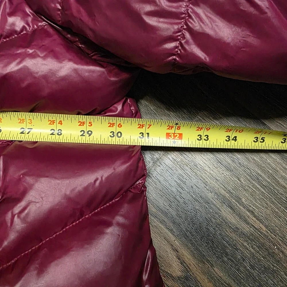 Woman Within Burgundy Down Puffer Coat  Zip Front‎ Collar Size 34W Lined no hood